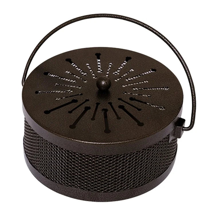 AOTU Portable Iron Mosquito Incense Coil Holder Box with Lid for Outdoor Home