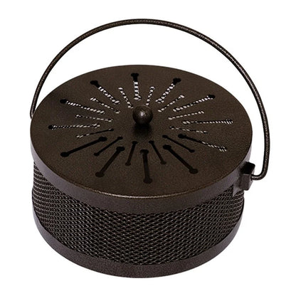AOTU Portable Iron Mosquito Incense Coil Holder Box with Lid for Outdoor Home