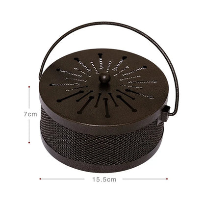 AOTU Portable Iron Mosquito Incense Coil Holder Box with Lid for Outdoor Home