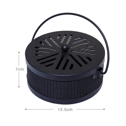 AOTU Portable Iron Mosquito Incense Coil Holder Box with Lid for Outdoor Home
