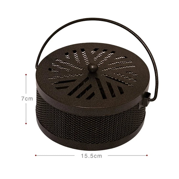 AOTU Portable Iron Mosquito Incense Coil Holder Box with Lid for Outdoor Home