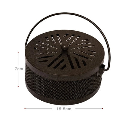 AOTU Portable Iron Mosquito Incense Coil Holder Box with Lid for Outdoor Home