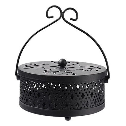 AOTU Portable Iron Mosquito Incense Coil Holder Box with Lid for Outdoor Home