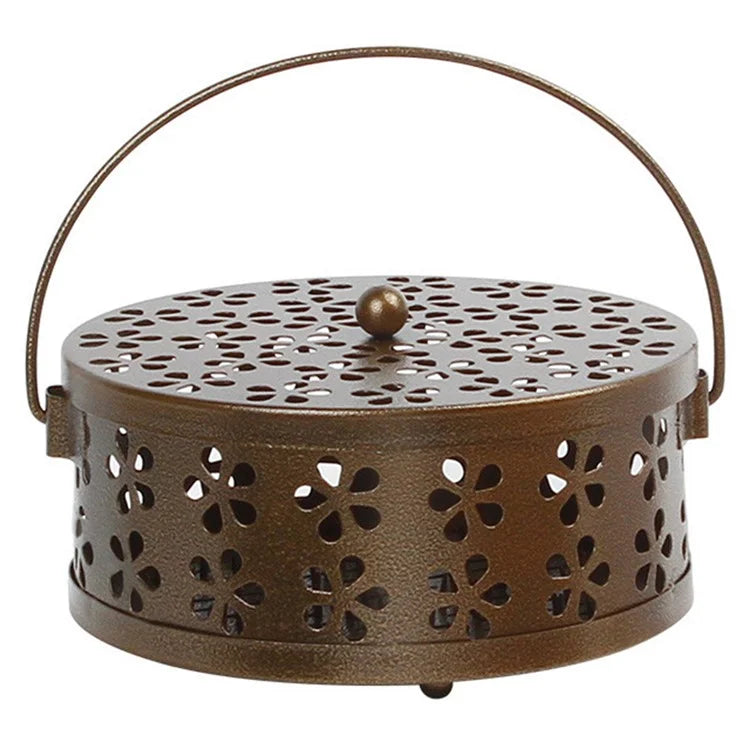 AOTU Camping Iron Mosquito Incense Coil Holder Box with Lid for Home
