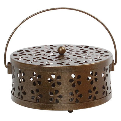 AOTU Camping Iron Mosquito Incense Coil Holder Box with Lid for Home