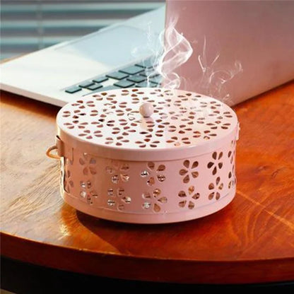 AOTU Camping Iron Mosquito Incense Coil Holder Box with Lid for Home