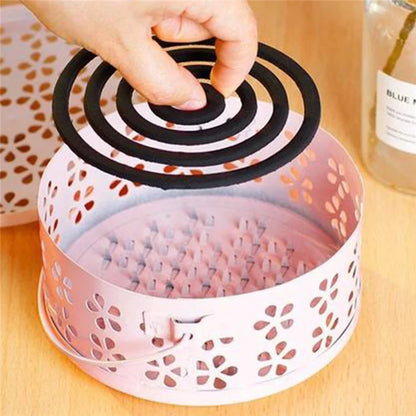 AOTU Camping Iron Mosquito Incense Coil Holder Box with Lid for Home