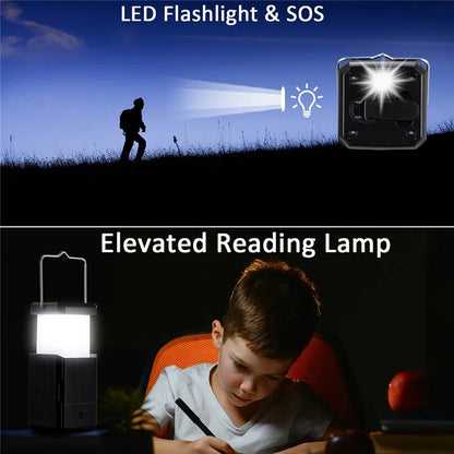 HY-236TD Portable Outdoor Solar Hand Crank Camping Light 2000mAh Power Bank