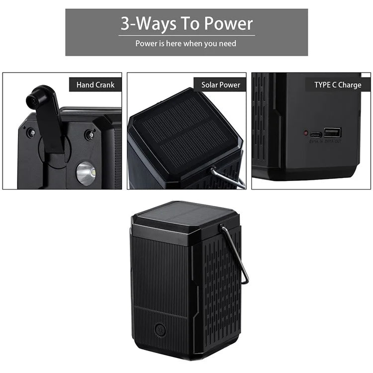 HY-236TD Portable Outdoor Solar Hand Crank Camping Light 2000mAh Power Bank
