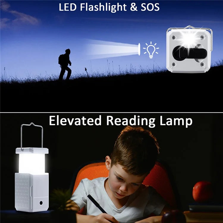 HY-236TD Portable Outdoor Solar Hand Crank Camping Light 2000mAh Power Bank