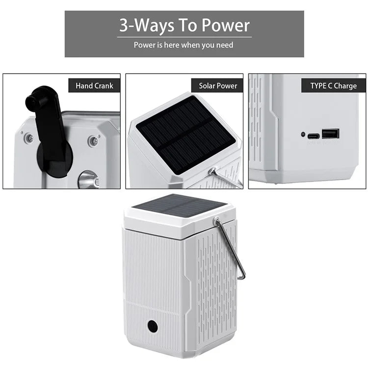 HY-236TD Portable Outdoor Solar Hand Crank Camping Light 2000mAh Power Bank