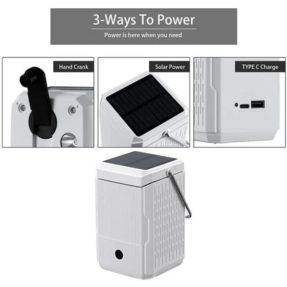 HY-236TD Portable Outdoor Solar Hand Crank Camping Light 2000mAh Power Bank