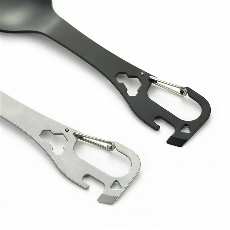 DIY058 2-in-1 Spoon Fork 420 Stainless Steel Outdoor Camping Cutlery Bottle Opener Tool (No FDA, BPA Free)