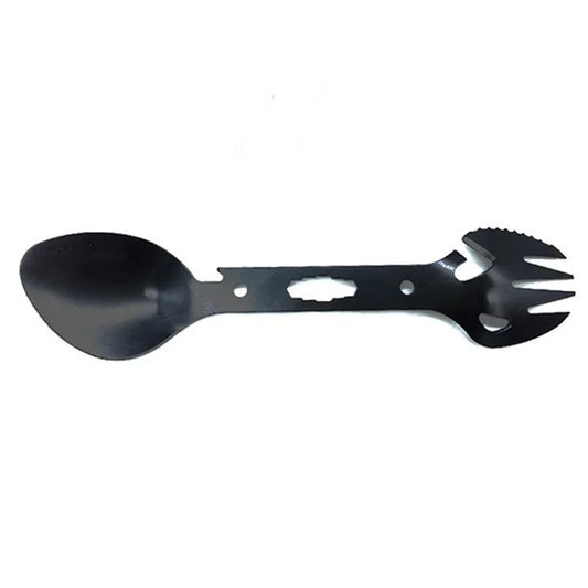 DIY0432 10-in-1 Utility Tactical Spork Stainless Steel Spoon Bottle Opener Camping Utensil (No FDA Certificate)
