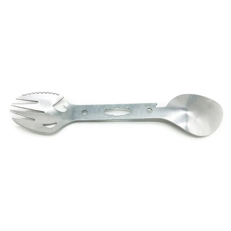 DIY0432 10-in-1 Utility Tactical Spork Stainless Steel Spoon Bottle Opener Camping Utensil (No FDA Certificate)