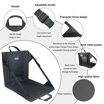 MYDAYS OUTDOOR 43x43cm Portable Backrest Cushion Folding Chair Outdoor Camping Seat Mat