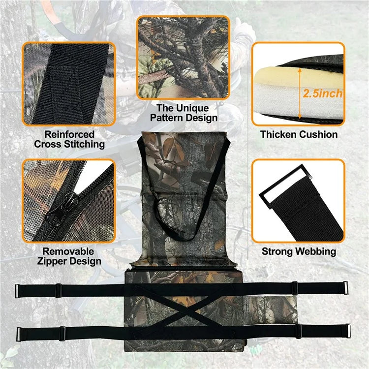 Outdoor Camping Hunting Electric Heating Chair 600D Oxford Cloth+EPE Tree Mount Seat Cushion, 46x31x59cm