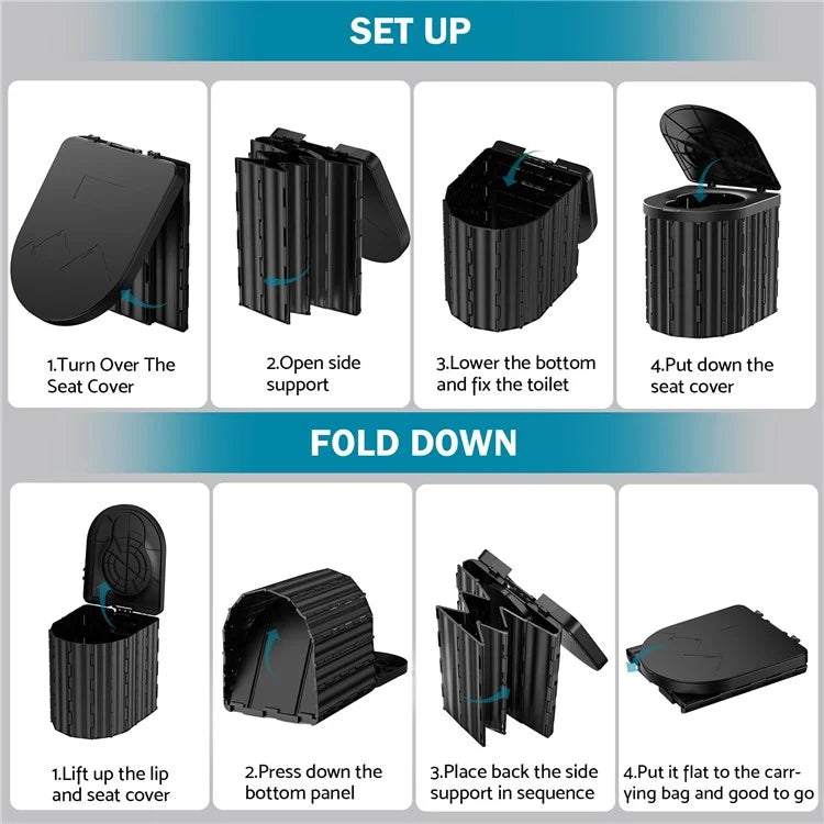 Portable Toilet for Camping Travel Toilet Commode Bucket with 12Pcs Garbage Bag