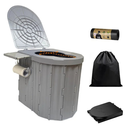 Portable Toilet for Camping Travel Toilet Commode Bucket with 12Pcs Garbage Bag