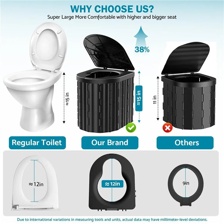 Portable Toilet for Camping Travel Toilet Commode Bucket with 12Pcs Garbage Bag