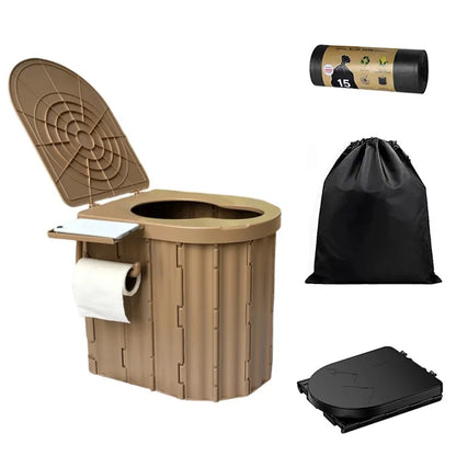 Portable Toilet for Camping Travel Toilet Commode Bucket with 12Pcs Garbage Bag