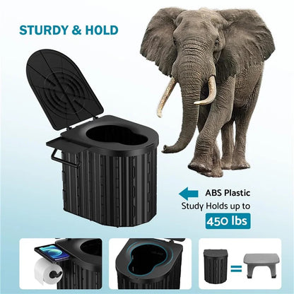 Portable Toilet for Camping Travel Toilet Commode Bucket with 12Pcs Garbage Bag