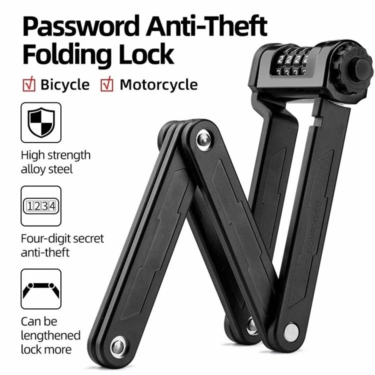 ROCKBROS LKXR2010 Bike Lock Anti-Theft Folding Bike Code Lock for ebike Bike Scooter