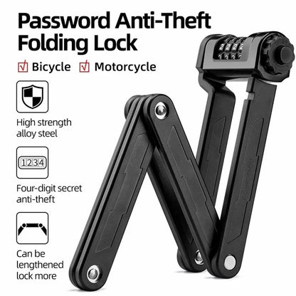 ROCKBROS LKXR2010 Bike Lock Anti-Theft Folding Bike Code Lock for ebike Bike Scooter