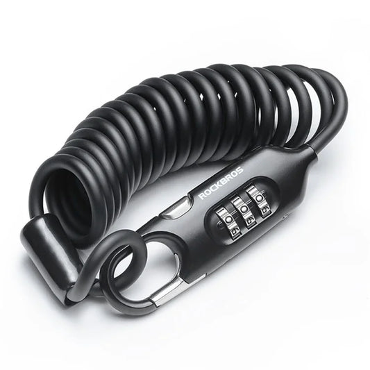 ROCKBROS PL3002 Spring Cord Motorcycle Helmet Bicycle Code Lock Anti-theft Steel Wire Password Lock