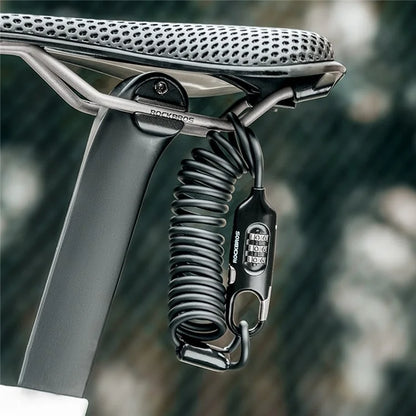 ROCKBROS PL3002 Spring Cord Motorcycle Helmet Bicycle Code Lock Anti-theft Steel Wire Password Lock