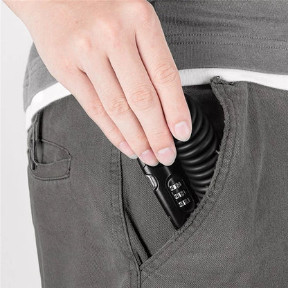 ROCKBROS PL3002 Spring Cord Motorcycle Helmet Bicycle Code Lock Anti-theft Steel Wire Password Lock