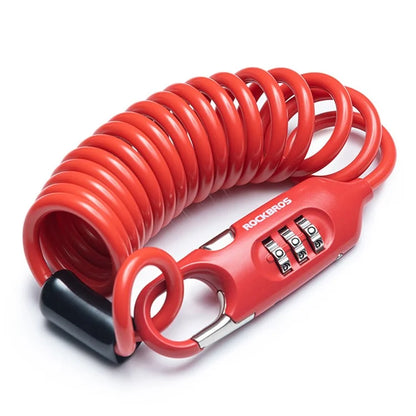 ROCKBROS PL3002 Spring Cord Motorcycle Helmet Bicycle Code Lock Anti-theft Steel Wire Password Lock