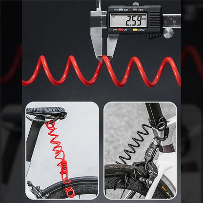 ROCKBROS PL3002 Spring Cord Motorcycle Helmet Bicycle Code Lock Anti-theft Steel Wire Password Lock