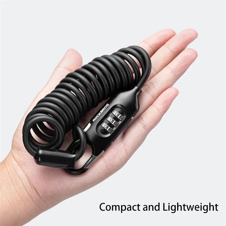 ROCKBROS PL3002 Spring Cord Motorcycle Helmet Bicycle Code Lock Anti-theft Steel Wire Password Lock