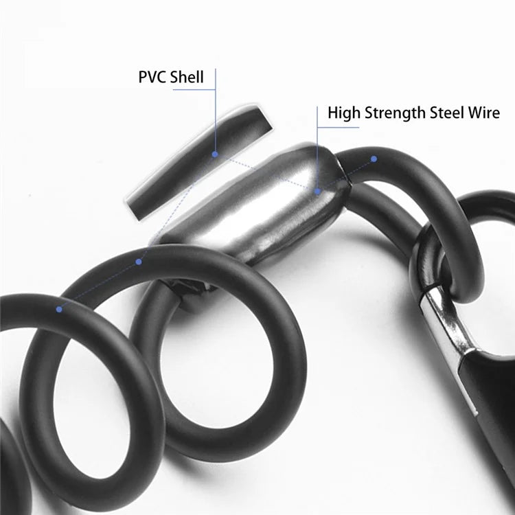 ROCKBROS PL3002 Spring Cord Motorcycle Helmet Bicycle Code Lock Anti-theft Steel Wire Password Lock