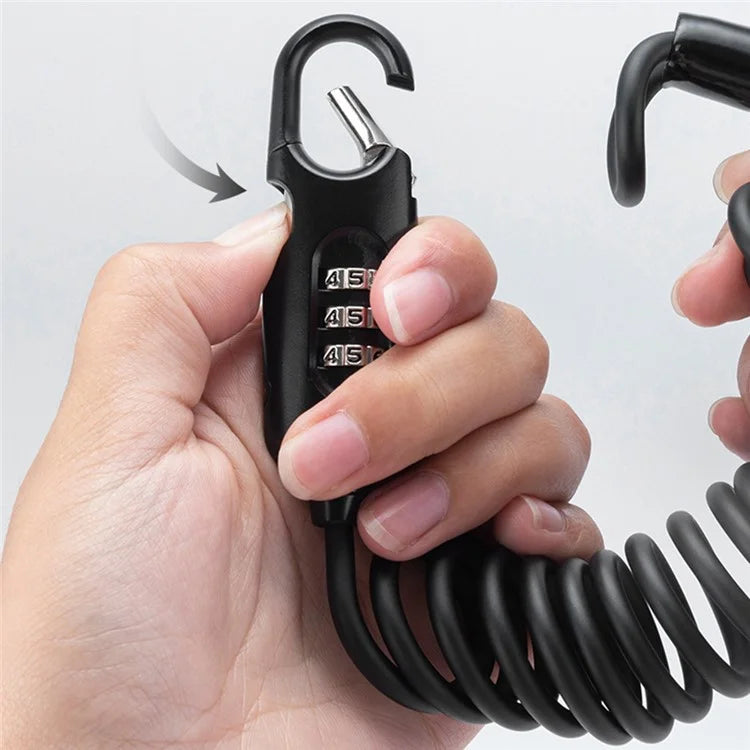 ROCKBROS PL3002 Spring Cord Motorcycle Helmet Bicycle Code Lock Anti-theft Steel Wire Password Lock