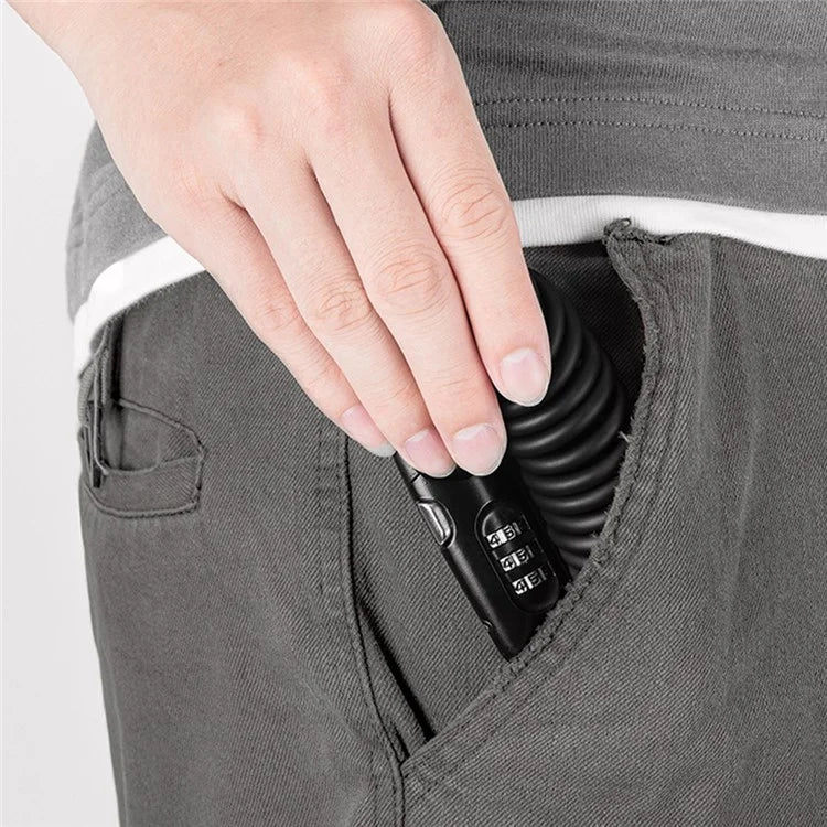 ROCKBROS PL3002 Spring Cord Motorcycle Helmet Bicycle Code Lock Anti-theft Steel Wire Password Lock