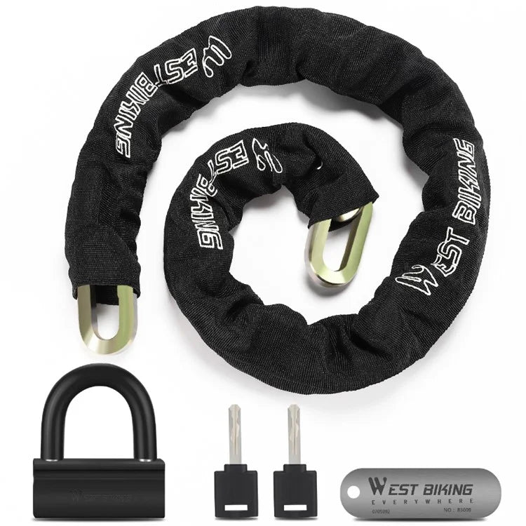 WEST BIKING YP0705092 Anti-Theft Bicycle Lock Bike Motorcycle Alloy Steel Chain + U-shape Lock