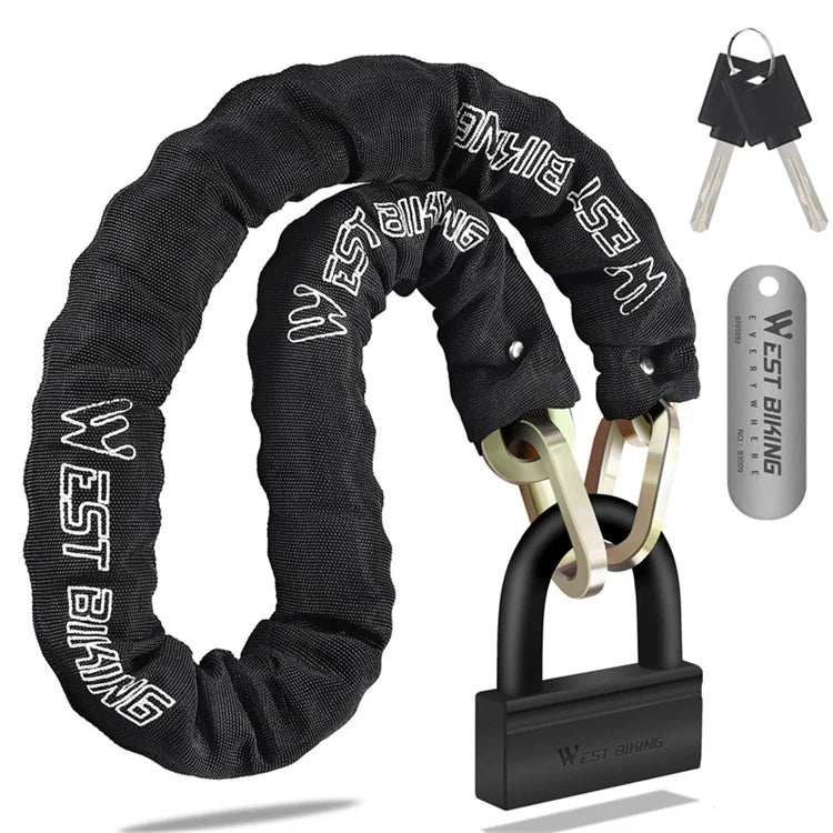 WEST BIKING YP0705092 Anti-Theft Bicycle Lock Bike Motorcycle Alloy Steel Chain + U-shape Lock