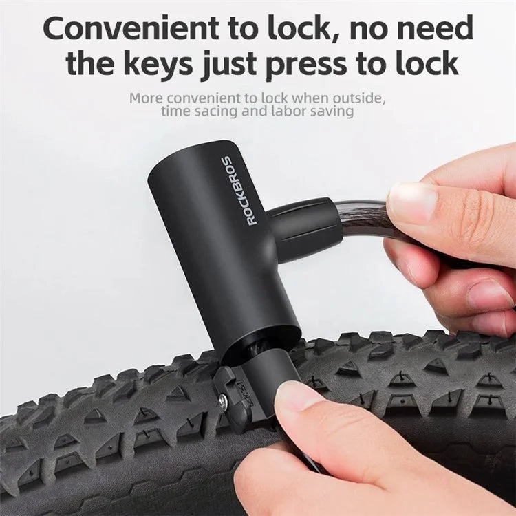 ROCKBROS 511 Steel Cable Bicycle Lock Anti-Theft MTB Road Bike Loop Lock Portable Riding Lock for E-Bike, Glass Door