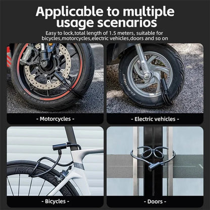 ROCKBROS 511 Steel Cable Bicycle Lock Anti-Theft MTB Road Bike Loop Lock Portable Riding Lock for E-Bike, Glass Door