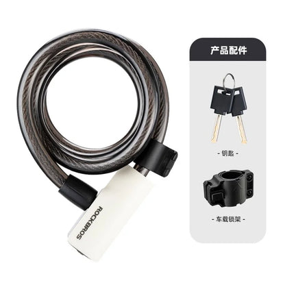 ROCKBROS 511 Steel Cable Bicycle Lock Anti-Theft MTB Road Bike Loop Lock Portable Riding Lock for E-Bike, Glass Door