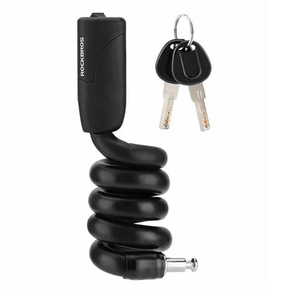 ROCKBROS RB-Y10MBK Bicycle Lock Multi-function Spiral Steel Cable Safety Lock Anti-theft Padlock