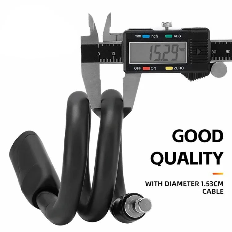 ROCKBROS RB-Y10MBK Bicycle Lock Multi-function Spiral Steel Cable Safety Lock Anti-theft Padlock