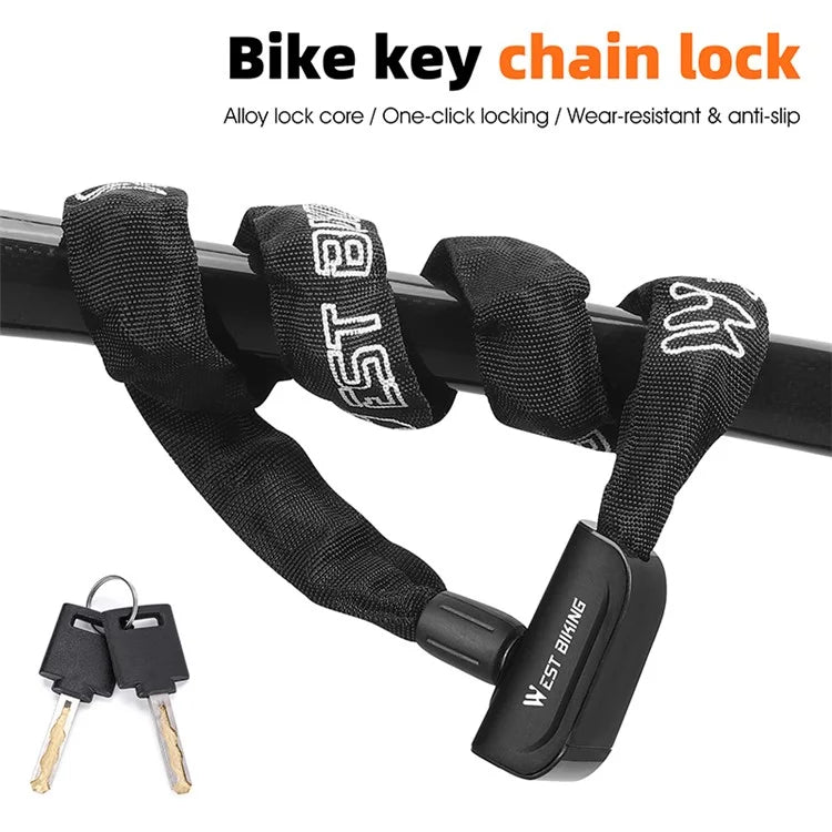WEST BIKING YP0705097 Bike Chain Lock Anti Theft Bicycle Security Chain Lock