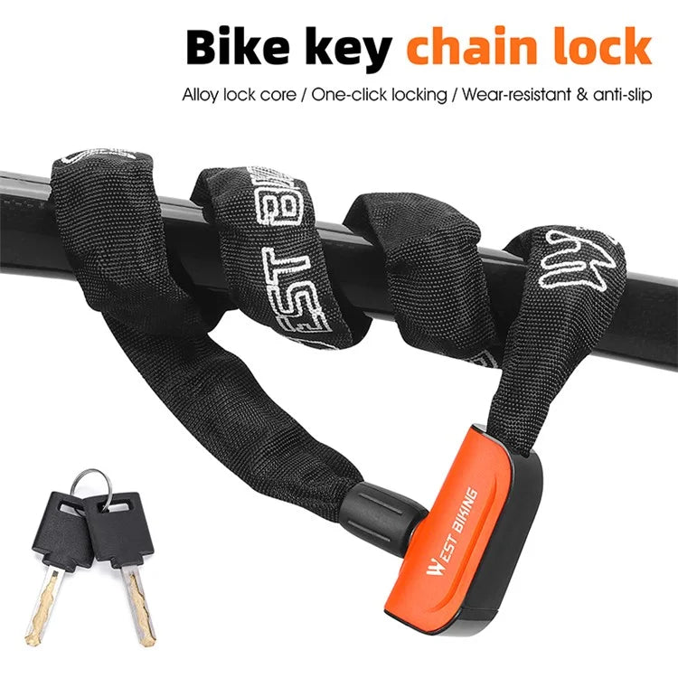 WEST BIKING YP0705097 Bike Chain Lock Anti Theft Bicycle Security Chain Lock