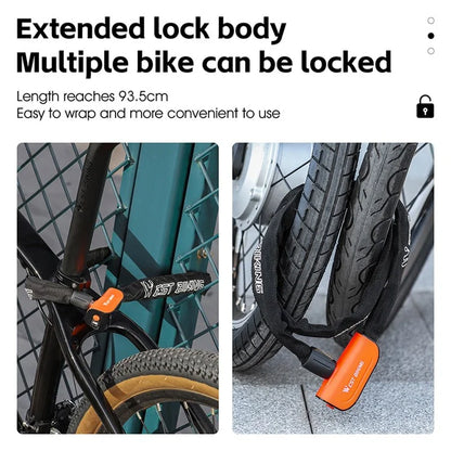 WEST BIKING YP0705097 Bike Chain Lock Anti Theft Bicycle Security Chain Lock