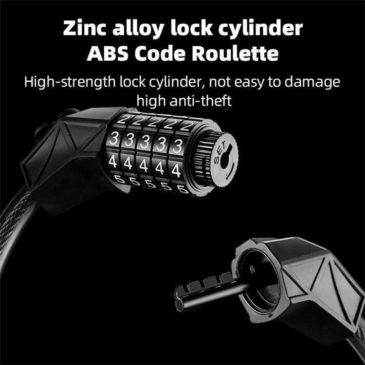 BG-4119 1.1m Bicycle Steel Cable Security Lock 5 Digit Password Anti-theft Bike Lock