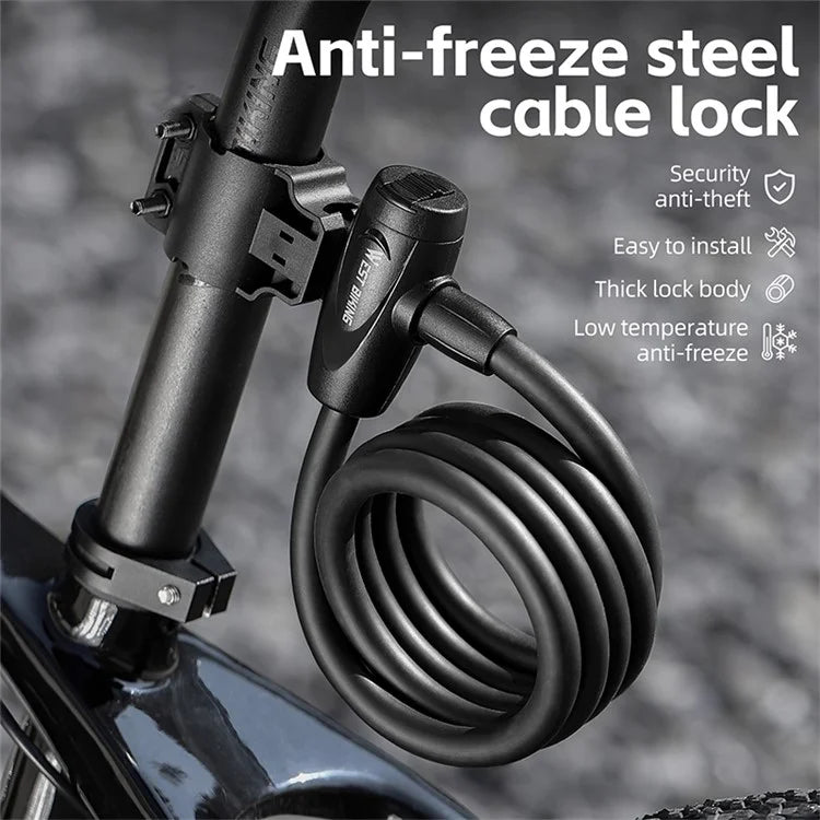 WEST BIKING YP0705099 1.2m Bicycle Lock Anti-freeze Steel Cable Anti-Theft Lock