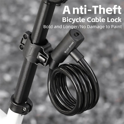 WEST BIKING YP0705100 115cm Extendable Steel Cable Anti-theft Bicycle Lock